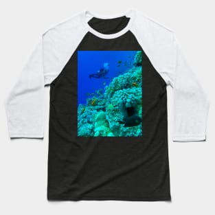 Coral reef and scuba diver Baseball T-Shirt